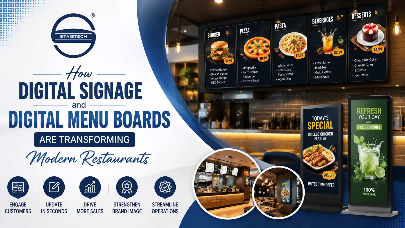 Read more about the article How Digital Signage and Digital Menu Boards Are Transforming Modern Restaurants