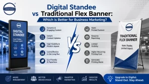 Read more about the article Digital Standee vs Traditional Flex Banner: Which is Better for Business Marketing?