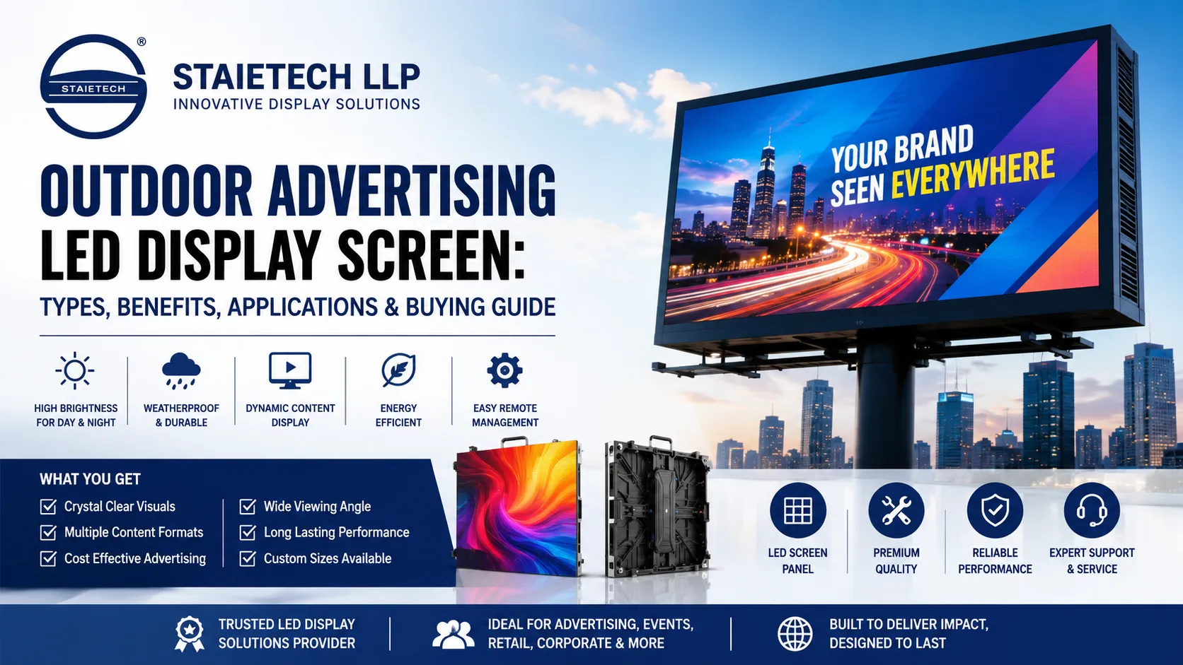 You are currently viewing Outdoor Advertising LED Display Screen: Types, Benefits, Applications & Buying Guide