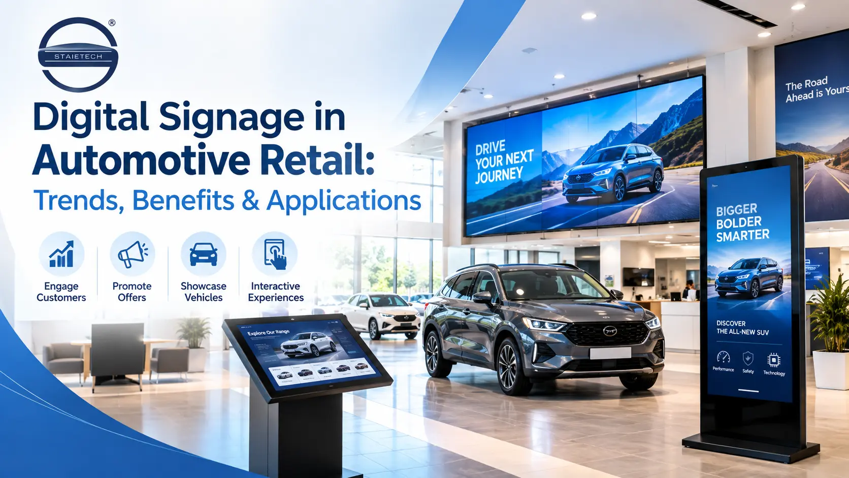 You are currently viewing Digital Signage in Automotive Retail: Trends, Benefits & Applications